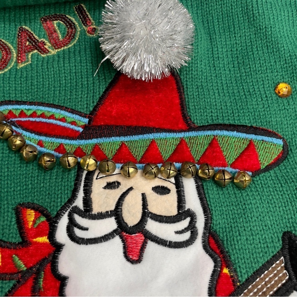 Holiday Time Feliz Navidad
Santa Sombrero Guitar Boots
Green Christmas Sweater - Picture 7 of 14